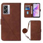 For OPPO A57 5G 2022 Crossbody 3D Embossed Flip Leather Phone Case(Brown)