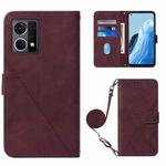 For OPPO Reno7 4G/F21 Pro Crossbody 3D Embossed Flip Leather Phone Case(Wine Red)