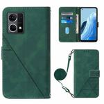 For OPPO Reno7 4G/F21 Pro Crossbody 3D Embossed Flip Leather Phone Case(Dark Green)