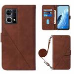 For OPPO Reno7 4G/F21 Pro Crossbody 3D Embossed Flip Leather Phone Case(Brown)