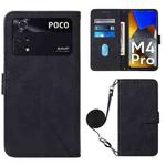 For Xiaomi Poco M4 Pro 4G Crossbody 3D Embossed Flip Leather Phone Case(Black)