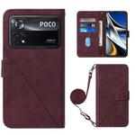 For Xiaomi Poco X4 Pro 5G Crossbody 3D Embossed Flip Leather Phone Case(Wine Red)