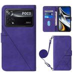 For Xiaomi Poco X4 Pro 5G Crossbody 3D Embossed Flip Leather Phone Case(Purple)