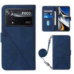 For Xiaomi Poco X4 Pro 5G Crossbody 3D Embossed Flip Leather Phone Case(Blue)