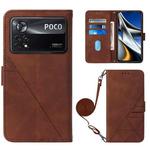 For Xiaomi Poco X4 Pro 5G Crossbody 3D Embossed Flip Leather Phone Case(Brown)