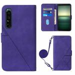 For Sony Xperia 1 IV Crossbody 3D Embossed Flip Leather Phone Case(Purple)