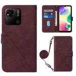 For Xiaomi Redmi 10A Crossbody 3D Embossed Flip Leather Phone Case(Wine Red)