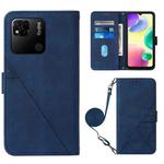 For Xiaomi Redmi 10A Crossbody 3D Embossed Flip Leather Phone Case(Blue)