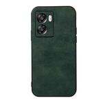 For OPPO A57 5G Accurate Hole Two-color Litchi Texture PU Phone Case(Green)