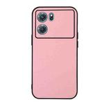For OPPO K10 5G Accurate Hole Two-color Litchi Texture PU Phone Case(Pink)