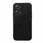 For OPPO K10 Pro 5G Accurate Hole Two-color Litchi Texture PU Phone Case(Black)