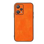 For OPPO Realme 9 Pro Accurate Hole Two-color Litchi Texture PU Phone Case(Orange)