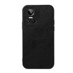 For OPPO Realme GT Neo 3 Accurate Hole Two-color Litchi Texture PU Phone Case(Black)