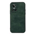 For OPPO Realme GT Neo 3 Accurate Hole Two-color Litchi Texture PU Phone Case(Green)