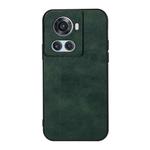 For OnePlus Ace Accurate Hole Two-color Litchi Texture PU Phone Case(Green)