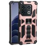 For OnePlus 10 Pro Shockproof TPU + PC Magnetic Protective Phone Case with Holder(Rose Gold)