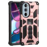 For Motorola Edge 30 Pro Shockproof TPU + PC Magnetic Protective Phone Case with Holder(Rose Gold)