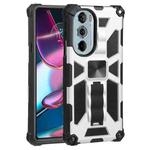 For Motorola Edge 30 Pro Shockproof TPU + PC Magnetic Protective Phone Case with Holder(Silver)