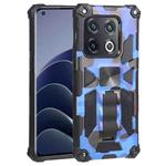 For OnePlus 10 Pro Camouflage Armor Shockproof TPU + PC Magnetic Protective Phone Case with Holder(Dark Blue)