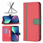 For iPhone 13 mini BF13 Color Matching Cross Texture Leather Phone Case (Red)