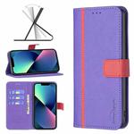 For iPhone 13 mini BF13 Color Matching Cross Texture Leather Phone Case (Purple)