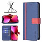 For iPhone 13 BF13 Color Matching Cross Texture Leather Phone Case(Blue)