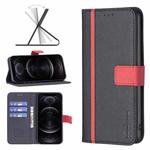 For iPhone 12 / 12 Pro BF13 Color Matching Cross Texture Leather Phone Case(Black)