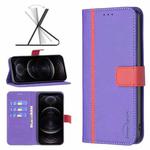 For iPhone 12 / 12 Pro BF13 Color Matching Cross Texture Leather Phone Case(Purple)