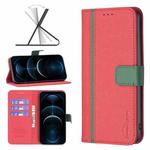For iPhone 12 Pro Max BF13 Color Matching Cross Texture Leather Phone Case(Red)