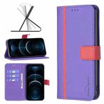 For iPhone 12 Pro Max BF13 Color Matching Cross Texture Leather Phone Case(Purple)