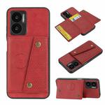 For Xiaomi Redmi Note 11E Double Buckle PU + TPU Shockproof Magnetic Phone Case(Red)