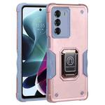 For Motorola Moto G200 5G Ring Holder Non-slip Armor Phone Case(Rose Gold)