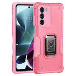 For Motorola Moto G200 5G Ring Holder Non-slip Armor Phone Case(Pink)