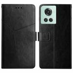 For OnePlus 10R/ACE Y Stitching Horizontal Flip Leather Phone Case(Black)