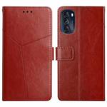 For Motorola Moto G 5G 2022 Y Stitching Horizontal Flip Leather Phone Case(Brown)