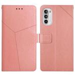 For Motorola Moto G52 Y Stitching Horizontal Flip Leather Phone Case(Rose Gold)