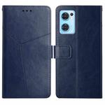 For OPPO Find X5 Lite Y Stitching Horizontal Flip Leather Phone Case(Blue)