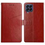 For Samsung Galaxy M53 Y Stitching Horizontal Flip Leather Phone Case(Brown)