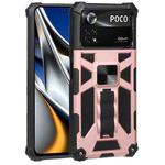 For Xiaomi Poco X4 Pro 5G Shockproof TPU + PC Magnetic Protective Phone Case with Holder(Rose Gold)