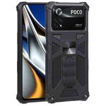 For Xiaomi Poco X4 Pro 5G Shockproof TPU + PC Magnetic Protective Phone Case with Holder(Black)