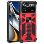 For Xiaomi Poco X4 Pro 5G Shockproof TPU + PC Magnetic Protective Phone Case with Holder(Red)