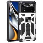 For Xiaomi Poco X4 Pro 5G Shockproof TPU + PC Magnetic Protective Phone Case with Holder(Silver)