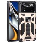 For Xiaomi Poco X4 Pro 5G Shockproof TPU + PC Magnetic Protective Phone Case with Holder(Gold)