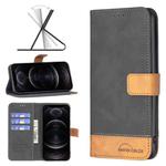 For iPhone 12 / 12 Pro BF11 Color Matching Skin Feel Leather Phone Case(Black)