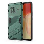 For vivo X80 Punk Armor PC + TPU Phone Case with Holder(Green)