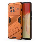For vivo X80 Punk Armor PC + TPU Phone Case with Holder(Orange)