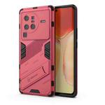 For vivo X80 Pro Punk Armor PC + TPU Phone Case with Holder(Light Red)