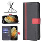 For Samsung Galaxy S21 Ultra 5G BF13 Color Matching Cross Texture Leather Phone Case(Black)