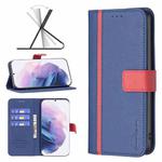 For Samsung Galaxy S21+ 5G BF13 Color Matching Cross Texture Leather Phone Case(Blue)