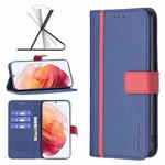 For Samsung Galaxy S21 5G BF13 Color Matching Cross Texture Leather Phone Case(Blue)